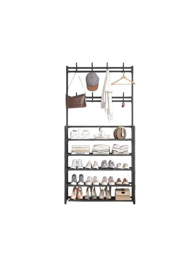 BLOOMING TIME 2 In 1 Entrance Coat Rack, Hall Tree with 5-Tier Freestanding Shoe Racks - Image 2