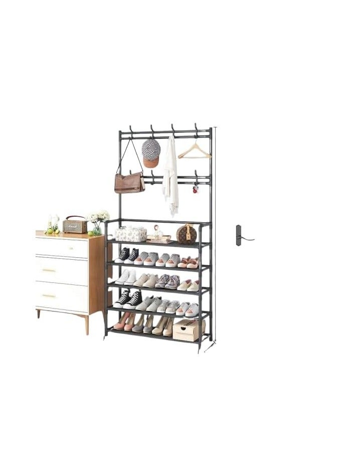 BLOOMING TIME 2 In 1 Entrance Coat Rack, Hall Tree with 5-Tier Freestanding Shoe Racks - Image 3