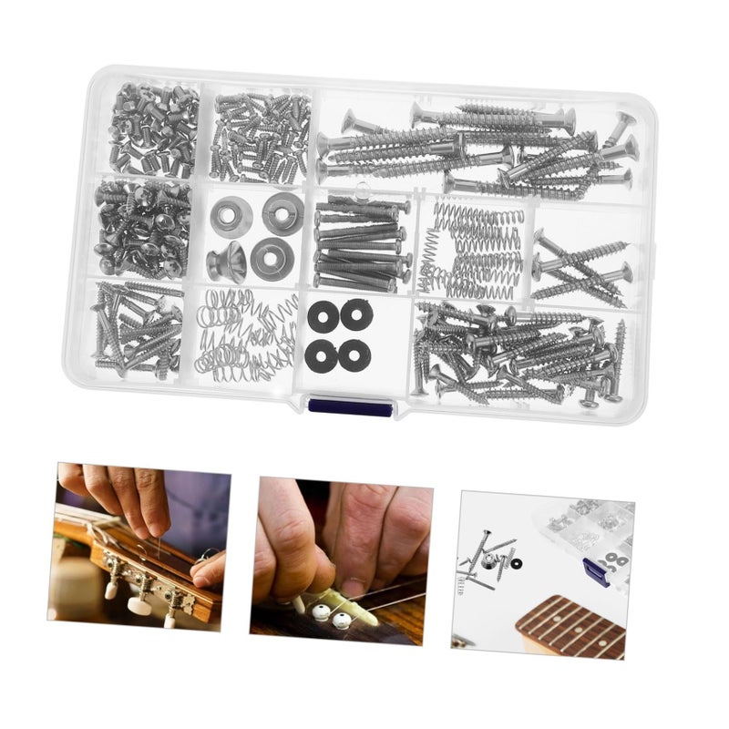 Guitar Screw Kit for Electric Bass Acoustic Repair Parts Silver 4.3x0.8x0.8cm Portable Box - Image 5