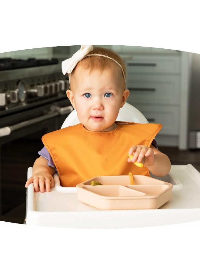 Tiny Twinkle Silicone Suction Baby Plate, Suction Grip Divided Dish for First Foods and Self-Feeding Toddlers, Baby Led Weaning Supplies for Independent Eating (Sand Plate with Lid) - Image 4