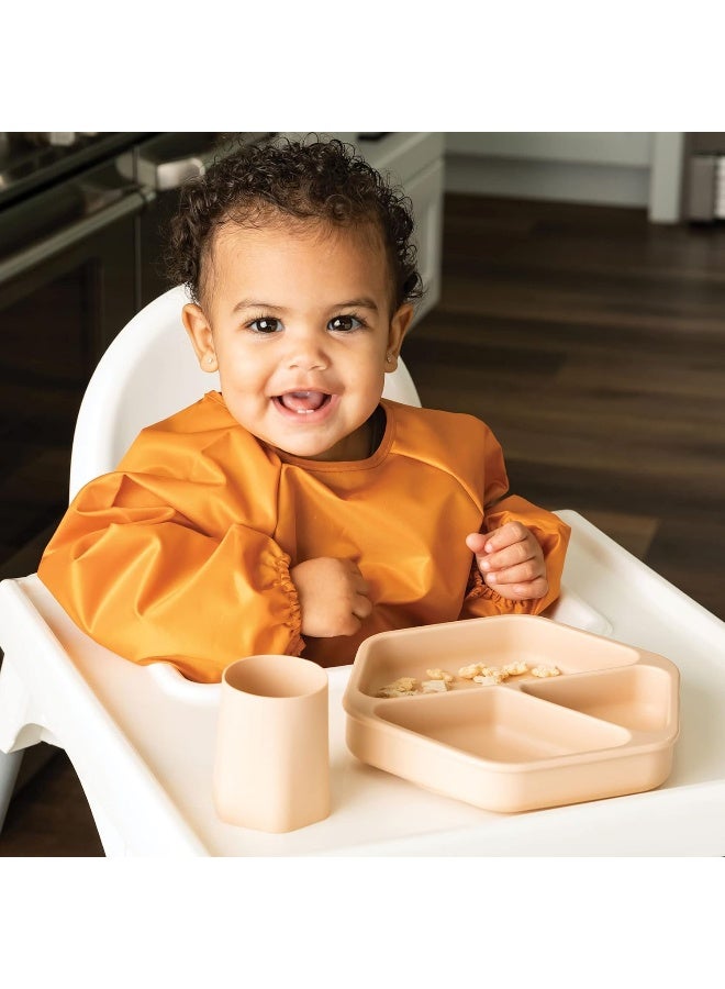 Tiny Twinkle Silicone Suction Baby Plate, Suction Grip Divided Dish for First Foods and Self-Feeding Toddlers, Baby Led Weaning Supplies for Independent Eating (Sand Plate with Lid) - Image 2