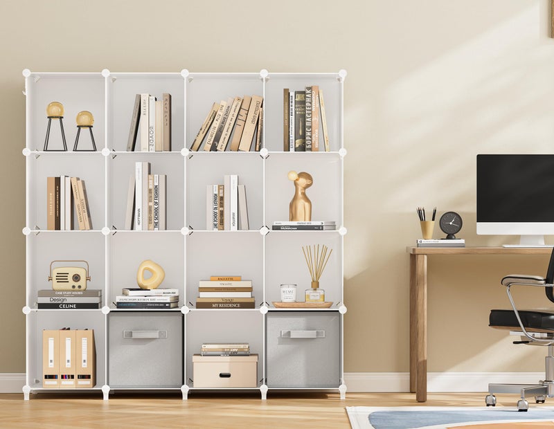 HOMIDEC Closet Organizers and Storage, 16 Cube Storage Organizer, Closet Organizer Bookshelf Cubes Shelves for Clothes, Bedroom, Kids Room, Bathroom, Wardrobe, Garment Racks, White - Image 5