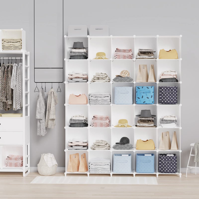 HOMIDEC Closet Organizers and Storage, 16 Cube Storage Organizer, Closet Organizer Bookshelf Cubes Shelves for Clothes, Bedroom, Kids Room, Bathroom, Wardrobe, Garment Racks, White - Image 2