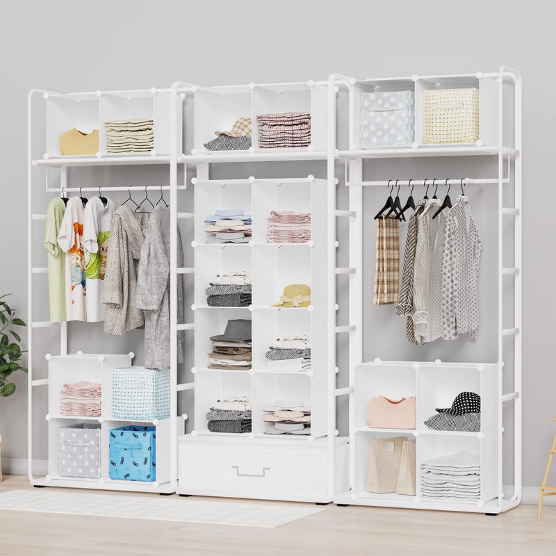 HOMIDEC Closet Organizers and Storage, 16 Cube Storage Organizer, Closet Organizer Bookshelf Cubes Shelves for Clothes, Bedroom, Kids Room, Bathroom, Wardrobe, Garment Racks, White - Image 3