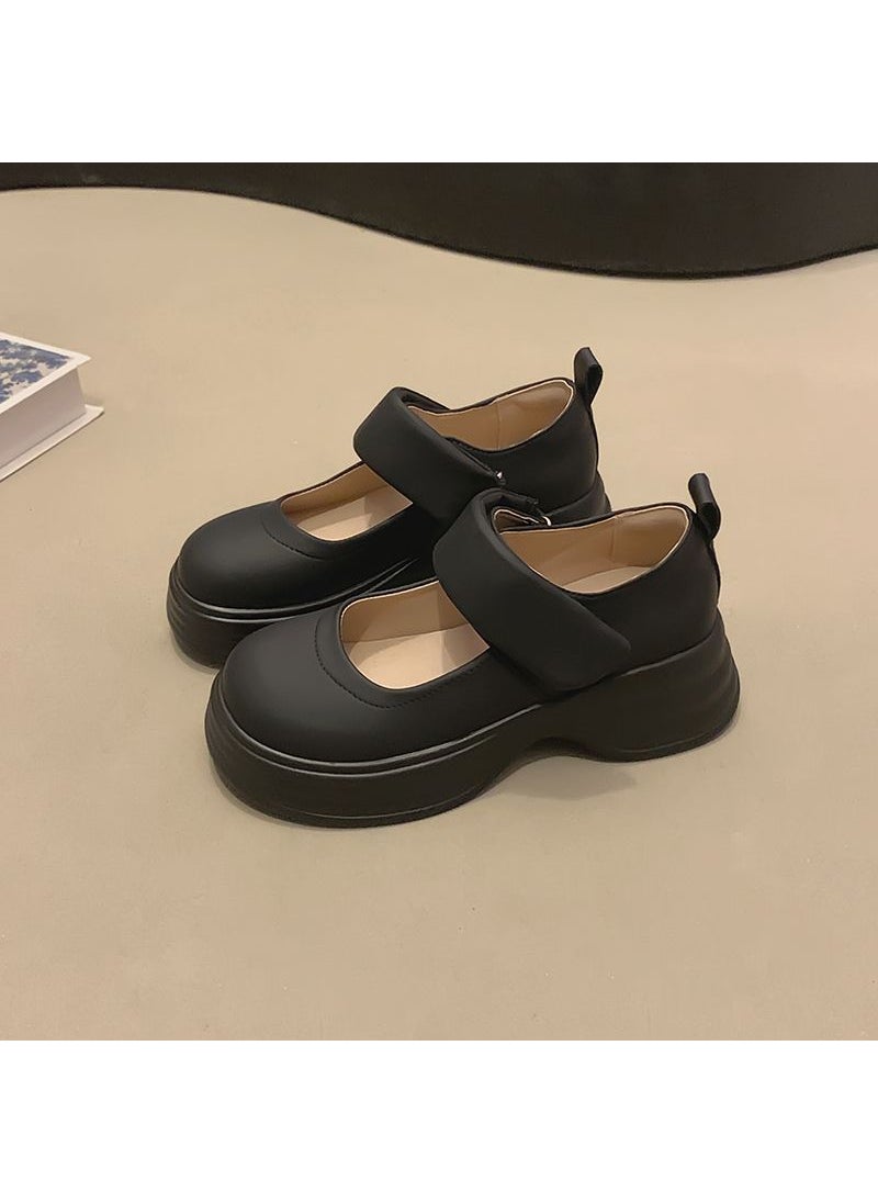 Generic - 2024 Womens Casual Mary Jane Shoes with Height-Increasing Velcro Black counter model - Image 1