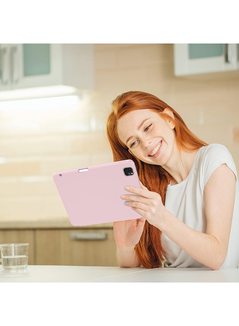 Theodor Case For iPad Pro 11 Inch Case 2022(4th Gen)/2021(3rd Gen)/2020(2nd Gen) with Pencil Holder, Smart iPad Case [Support Touch ID and Auto Wake/Sleep] with Auto 2nd Gen Pencil Charging Pink - Image 3