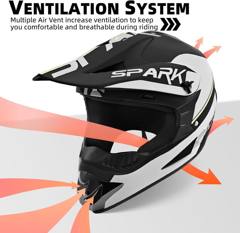 SanQing Youth Motocross Helmet Set - DOT Approved Off-Road Motorcycle Gear with Goggles, Gloves, and Mask - Image 3