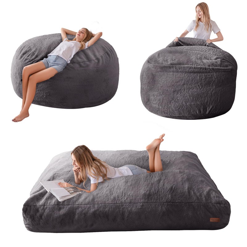 MAXYOYO Giant Bean Bag Chair Bed for Adults Convertible Beanbag Folds from Lazy Chair to Floor Mattress Bed Large Floor Sofa Couch Big Sofa Bed HighDensity Foam Filling Machine Washable