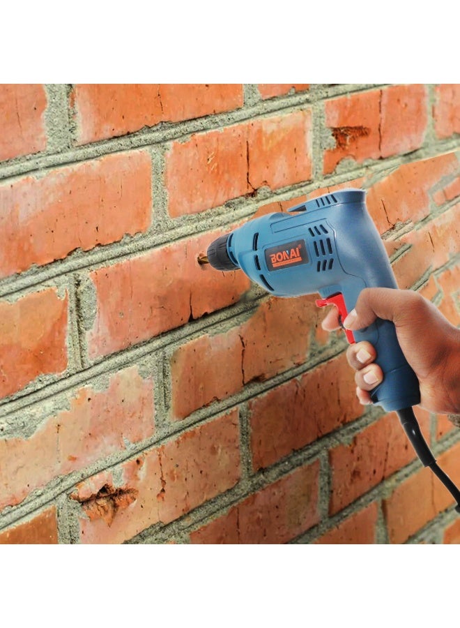 بوناي مثقاب كهربائي 400-600 واط، سرعة متغيرة، ظرف 10 مم، دوران أمامي وخلفي، مناسب للأعمال المنزلية، الخشب، المعدن، البلاستيك، 220-240 فولت، أداة كهربائية BN-HK110 - Image 2