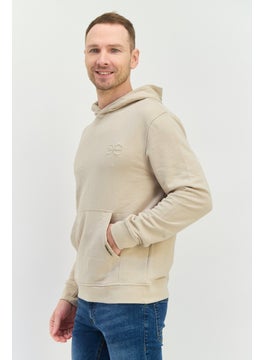 CROSSHATCH Men Embroidered Long Sleeves Hooded Sweatshirt, Light Grey  - Image 3