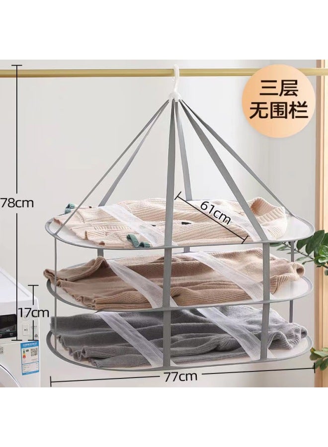 Double-layer Foldable Drying Net With Enclosure, Multifunctional Large Clothes Basket For Drying And Storing Underwear And Socks