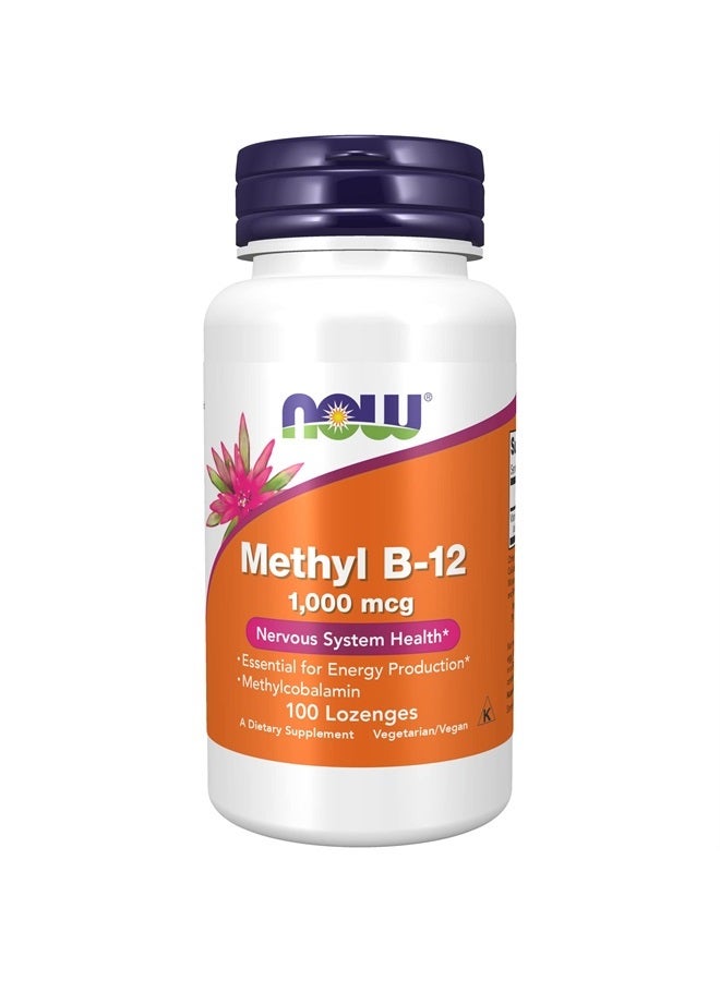 now Supplements, Methyl B-12 (Methylcobalamin) 1,000 mcg, Nervous System Health*, 100 Lozenges - Image 1