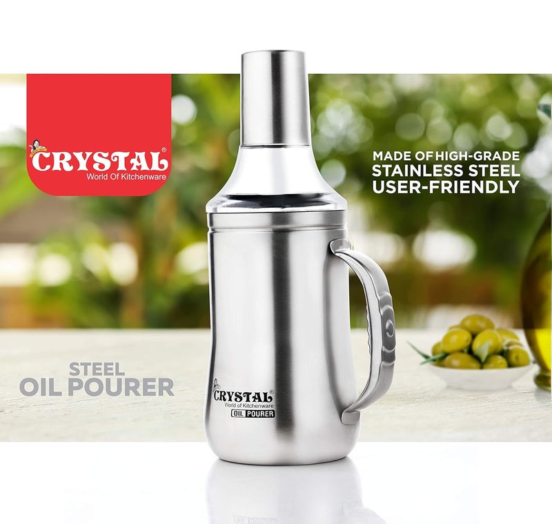Crystal - COP-005 Stainless Steel Oil Pourer/Dispenser with Handle-1000 ml - Image 3