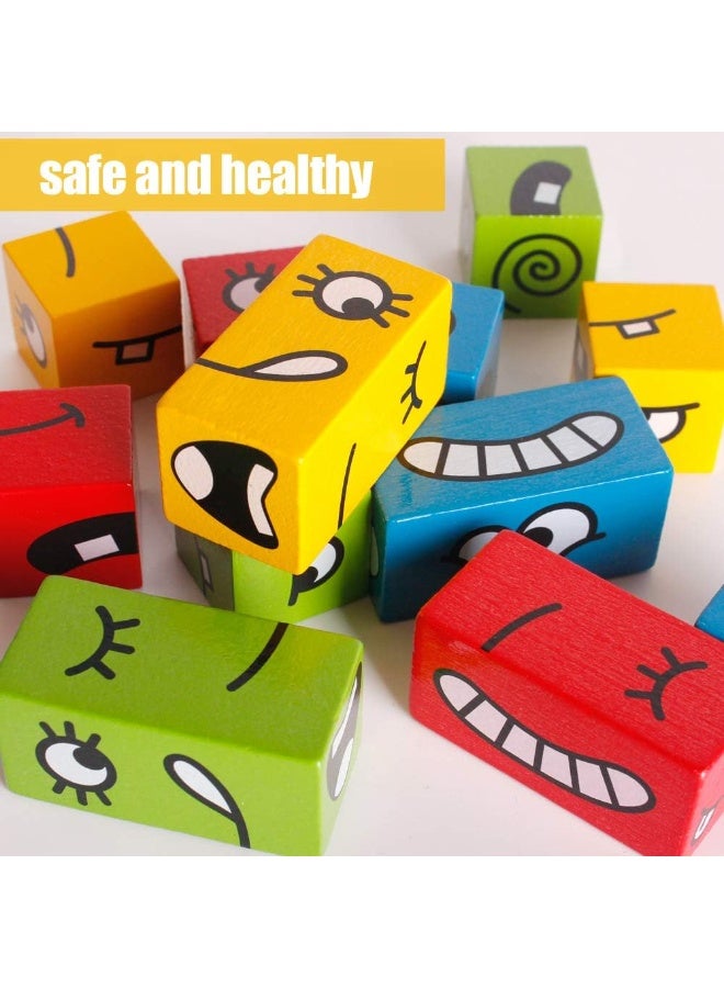 Bukela Wooden Face-matching Building Blocks Puzzle, Building Block Toy, Montessori Board Game Educational Toy, Suitable for Children Aged 3 and Up. - Image 2