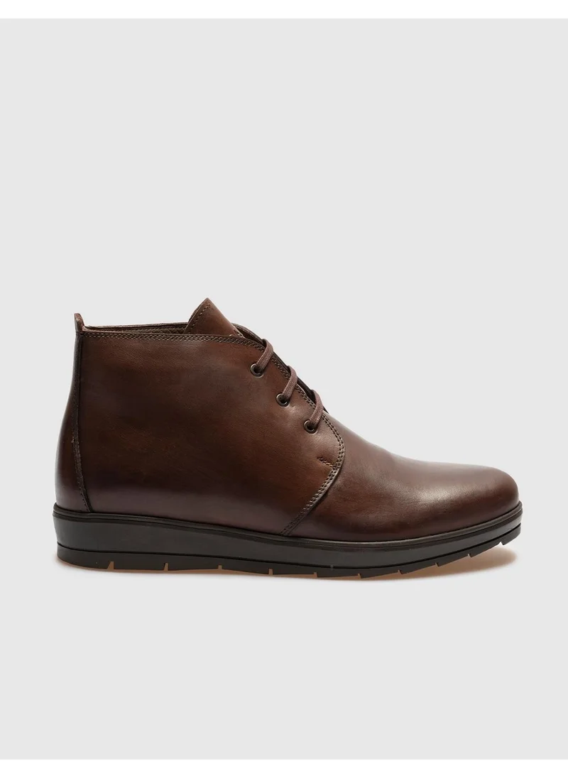 Cabani Genuine Leather Brown Lace-Up Men's Casual Boots