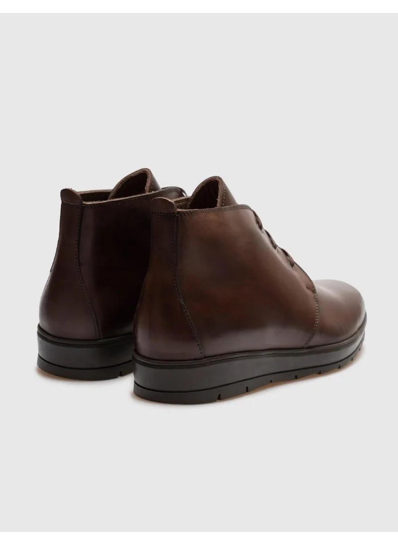 Cabani Genuine Leather Brown Lace-Up Men's Casual Boots