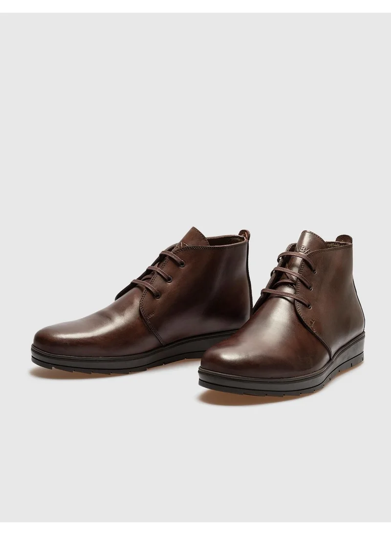 Cabani Genuine Leather Brown Lace-Up Men's Casual Boots