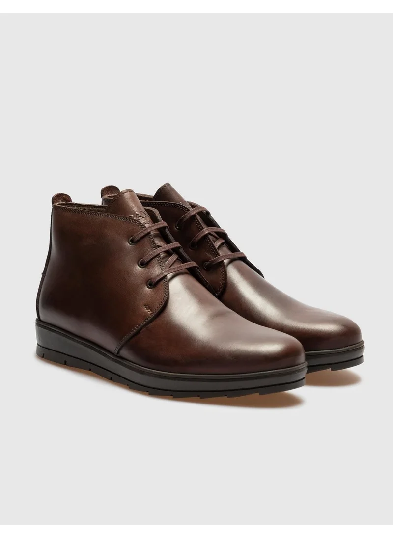 Cabani Genuine Leather Brown Lace-Up Men's Casual Boots