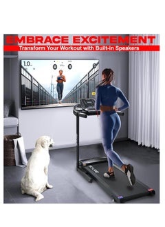 Sky Land 4HP Foldable Treadmill | Compact Motorized Running Machine for Home & Office Workouts | Bluetooth Speaker, Shock Absorbing Belt, 12 Preset Programs, Manual Incline Treadmill With LED Display, 12 KM/H Speed - EM-1298  - Image 2