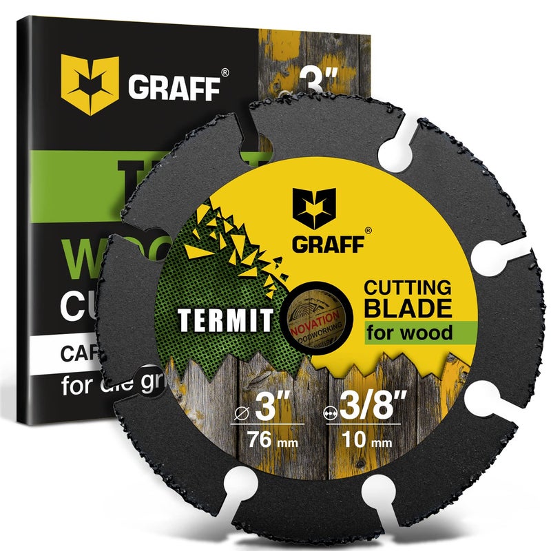 GRAFF 3 Inch Cut Off Wheel for Wood, Laminate, Plastic - Wood Cutting Disc for Die Grinder 3/8" Arbor - Tungsten Carbide - GRAFF Termit 76 mm - Image 1