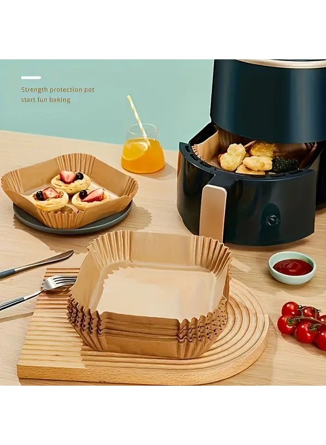 50 Pack Air Fryer Liners Non Stick Heat Resistant Oven Microwave Safe Disposable Baking Sheets - Image 4