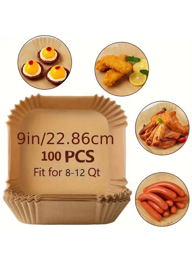 50 Pack Air Fryer Liners Non Stick Heat Resistant Oven Microwave Safe Disposable Baking Sheets - Image 3