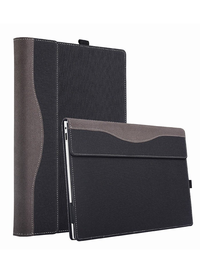 General Cover Case Compatible with 14 inch HP Spectre x360 2-in-1 Laptop 14-eu 14t-eu, PU Leather Protective Sleeve with Foldable Cooling Bracket 