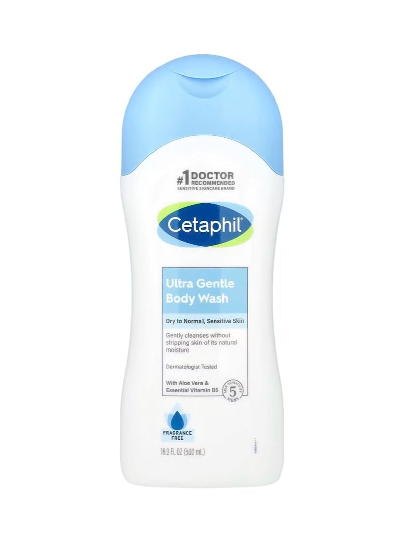 Cetaphil Ultra Gentle Body Wash Fragrance Free 16.9 fl oz (500 ml) - Image 1