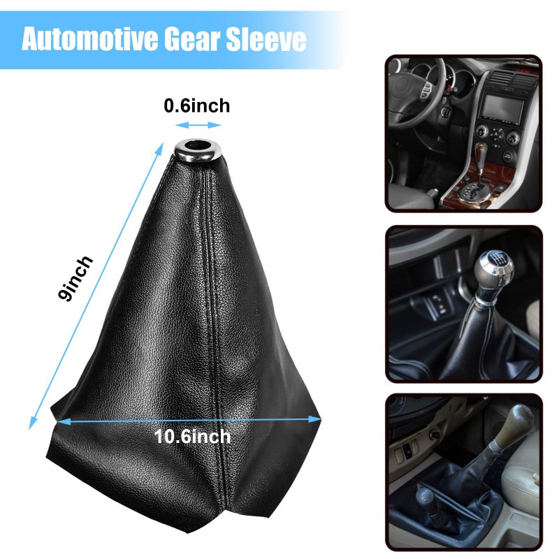 Sylvil Car Shift Knob Dust Cover, Gear Shift Knob Cover for Protection, Leather Manual/Automatic Shifter Shift Boots Cover, Decorate Car Interior, Universal Car Accessories (Black PU) - Image 2