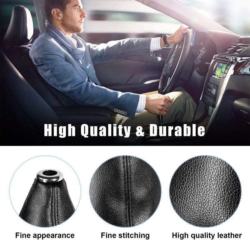 Sylvil Car Shift Knob Dust Cover, Gear Shift Knob Cover for Protection, Leather Manual/Automatic Shifter Shift Boots Cover, Decorate Car Interior, Universal Car Accessories (Black PU) - Image 3