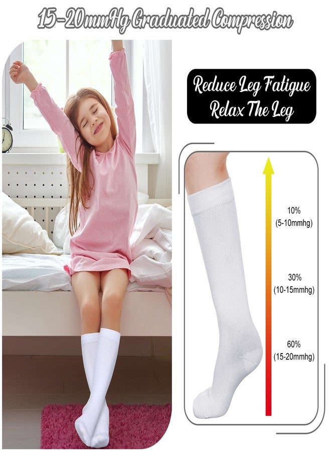Tisancy 4 Pairs Kids Compression Socks 15-20 mmHg Knee Length Compression Stockings Travel Socks for Kids Childrens(Solid Style,Black, White) - Image 4