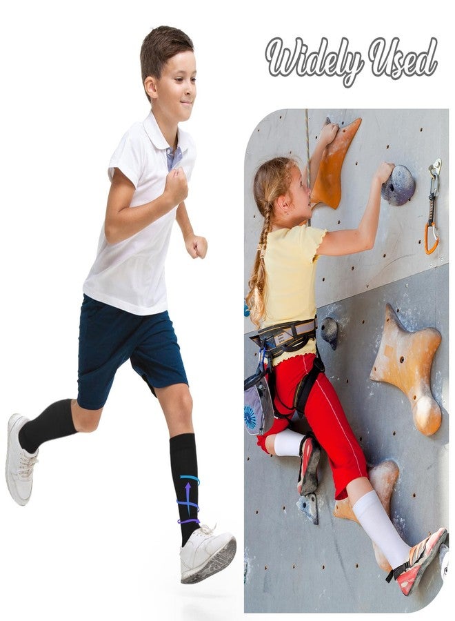 Tisancy 4 Pairs Kids Compression Socks 15-20 mmHg Knee Length Compression Stockings Travel Socks for Kids Childrens(Solid Style,Black, White) - Image 5