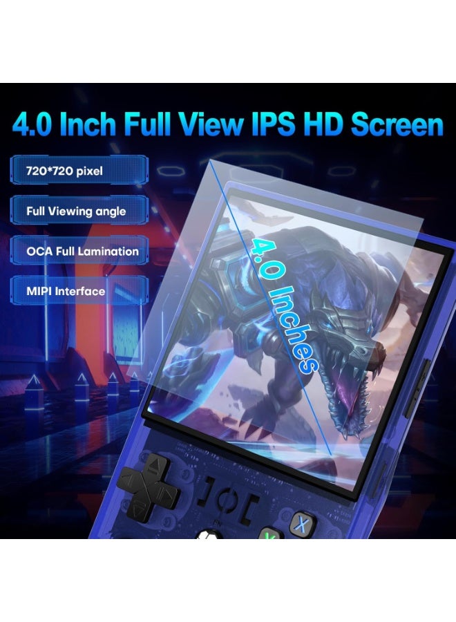 TIGER 2025 New Upgrade R36MAX Retro Handheld Game Console 64GB Built-in 18000+ Classic Games, Portable Linux Video Gaming Console with 4.0 Inch IPS Screen & 4000mAh Battery – Blue - Image 4