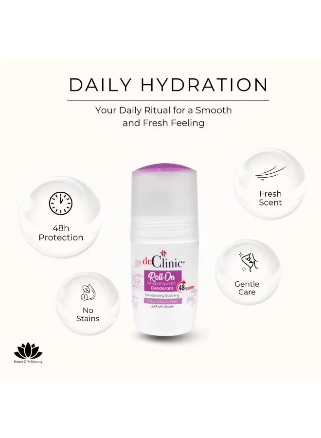 dr.Clinic Dr. Clinic | Roll-On Antiperspirant Deodorant | 48-Hour Protectio, Silky Smooth Feel, Deodorant for Men & Women - Lavander Scent - 75 ml