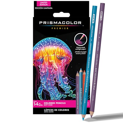Prismacolor Premier Colored Pencils Soft Core Assorted Colors for Dark Paper Limited Edition 14 Count Adult Coloring Drawing Creative Art Supplies - Image 1