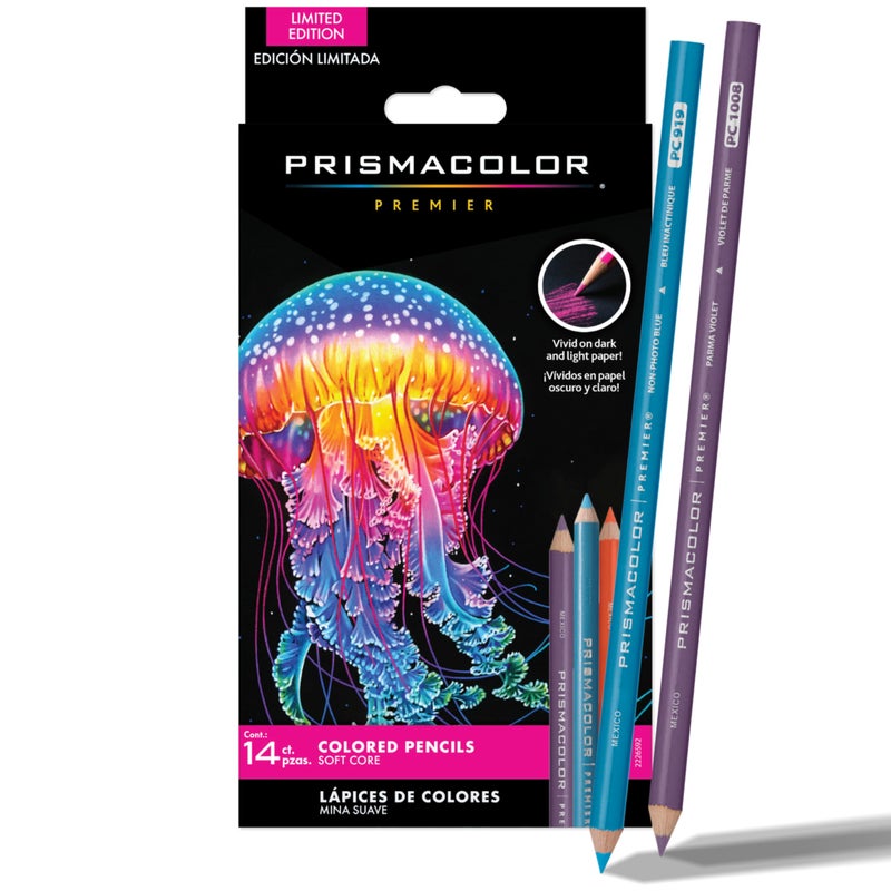 Prismacolor Premier Colored Pencils Soft Core Assorted Colors for Dark Paper Limited Edition 14 Count Adult Coloring Drawing Creative Art Supplies - Image 2