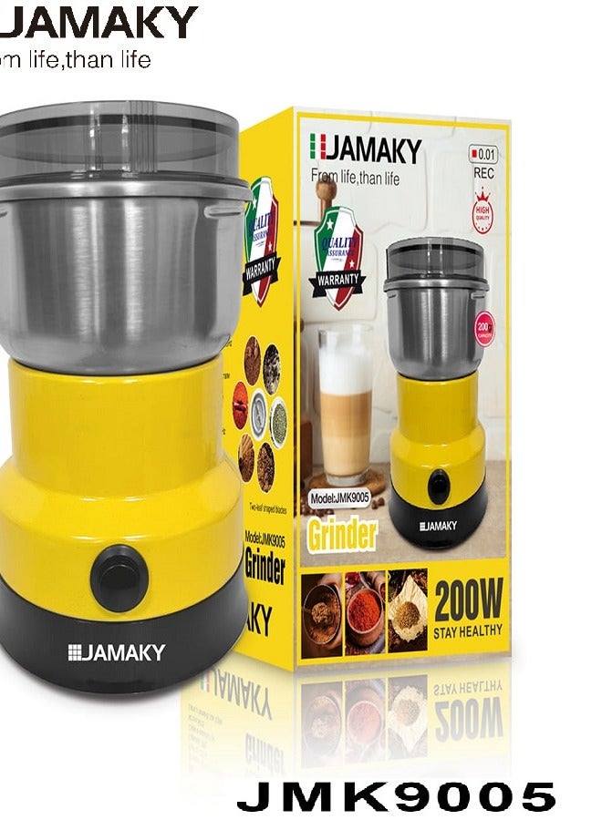 Jamaky Italy آلة طحن التوابل متعددة الوظائف بقوة 200 وات بتقنية إيطالية - JMK9005 - تتميز بمظهر جميل ووزن خفيف وحرية الحركة؛ تشغيل بسيط، بدون اهتزاز، ضوضاء منخفضة وسلامة كهربائية  - Image 2