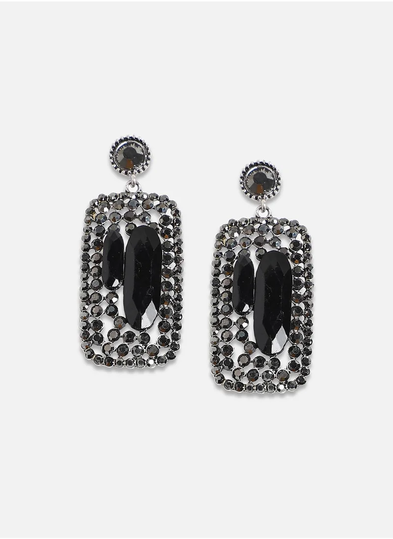 SOHI Geometric Cluster Drop Earrings