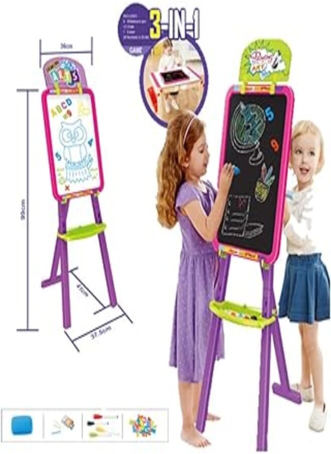 Generic - Magic 3-in-1 White Face and Black Face Chalk with Lettering, Numbers and Chalkboard - Image 1