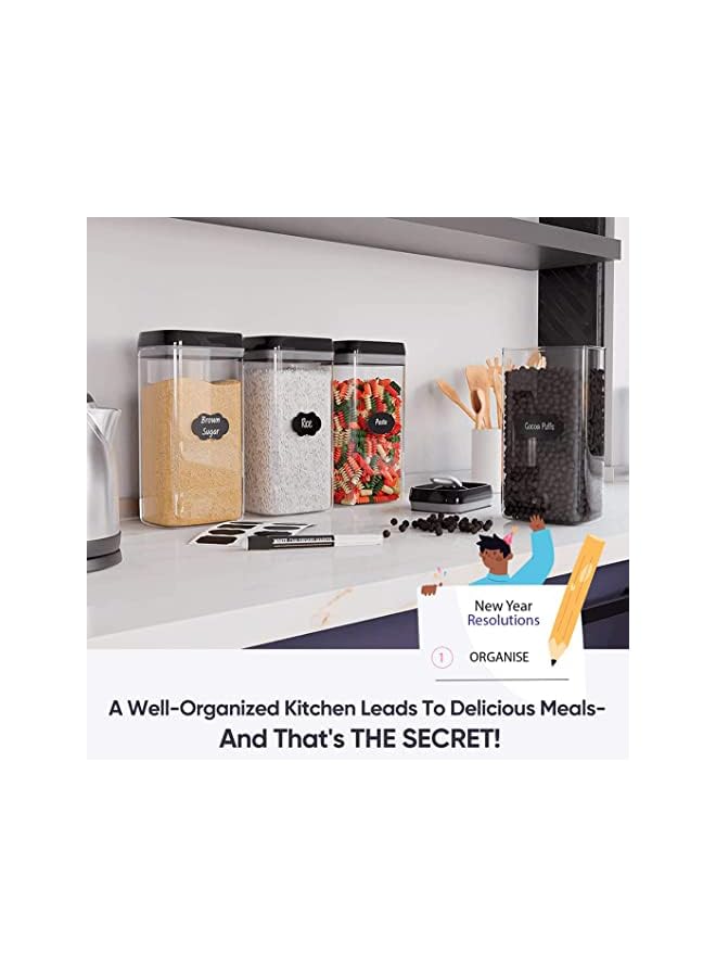 IAF Food Storage Containers with Lids,ANTOLE 3.2L Set of 4 Large Airtight Plastic Kitchen and Pantry Organization Canisters for Cereal,Rice,Pasta,Flour and Sugar Containers (3.2L-Black) - Image 4