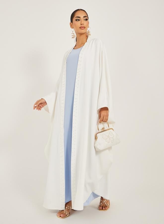 Styli Faux Pearl Embellished Batwing Sleeve Abaya  - Image 1