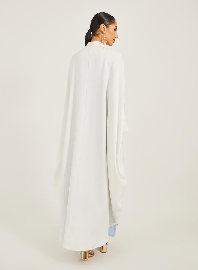 Styli Faux Pearl Embellished Batwing Sleeve Abaya  - Image 5