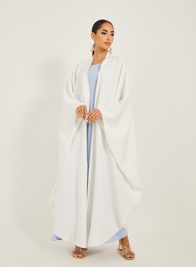 Styli Faux Pearl Embellished Batwing Sleeve Abaya  - Image 2
