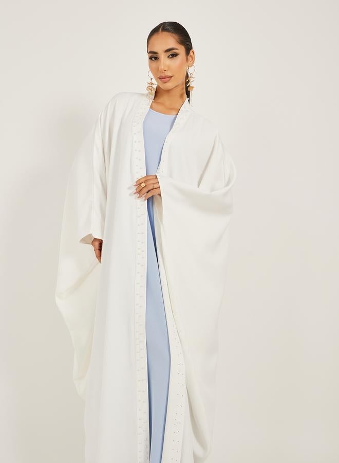 Styli Faux Pearl Embellished Batwing Sleeve Abaya  - Image 3
