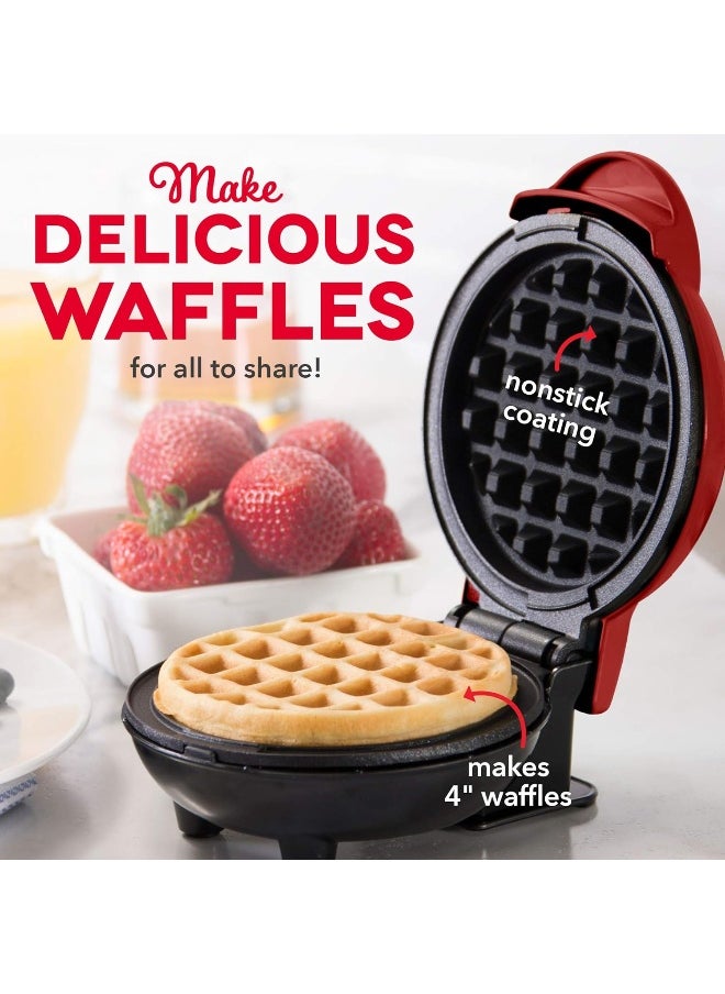 Dash DMWGS001RD Machine for Individual, Paninis, Hash Browns,  other Mini waffle maker, 4 inch, Red Gift Set  - Image 3