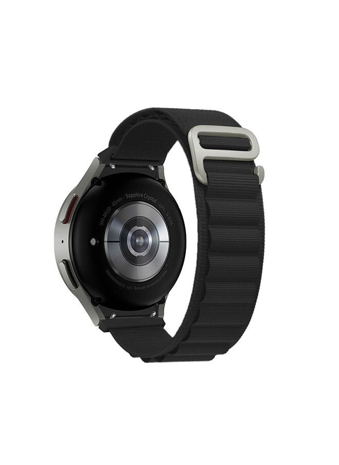 O Ozone - Alpine Loop For Samsung Galaxy Watch 7 6 5 4 FE 40mm 44mm 45mm/Galaxy Watch 6 4 Classic 43mm 47mm 42mm 46mm    Strap with Metal G Hook band - Black - Image 1