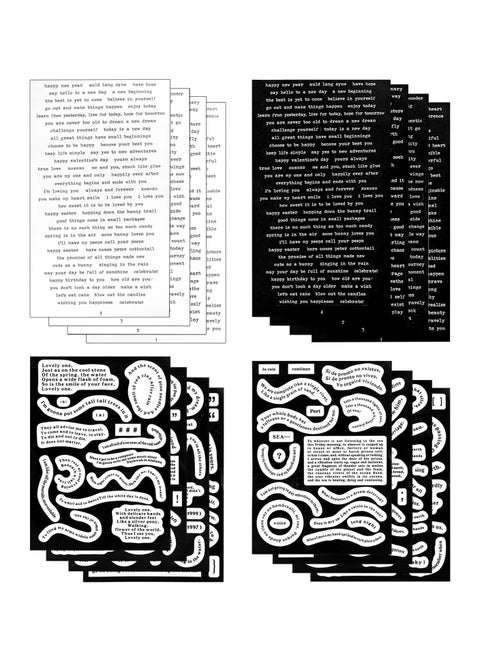 16 Sheets of Vintage Inspirational Quote Stickers - Black and White Word Stickers for Journaling and Scrapbooking - Perfect for Adding Nice Phrases to Your Creative Projects.