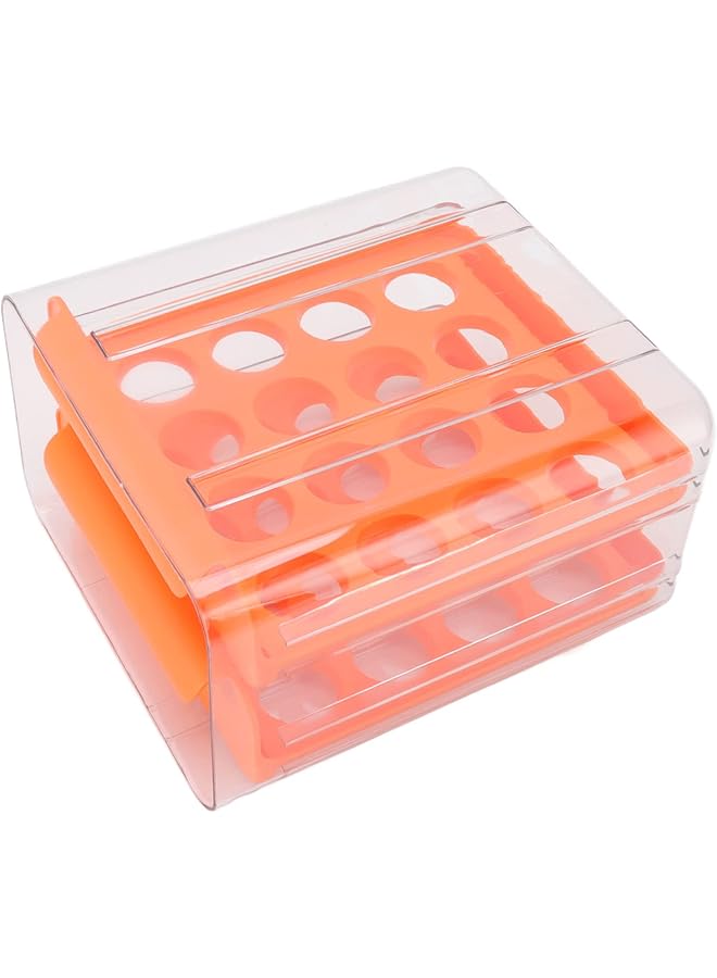 Egg Holder For Fridge Double Layer 32 Egg Container With Drawer Design Transparent Egg Storage Box For Refrigerator Orange  - Image 1