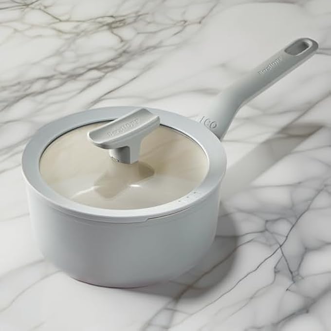 بيرجوف قدر سيراميك غير لاصق من Balance سعة 7.21 كوارت مع غطاء زجاجي متعدد الوظائف مصنوع من الألومنيوم المعاد تدويره، طلاء Ceragreen غير سام، مقبض StayCool، مقلاة حثية 100 مستدامة Moonmist - Image 2