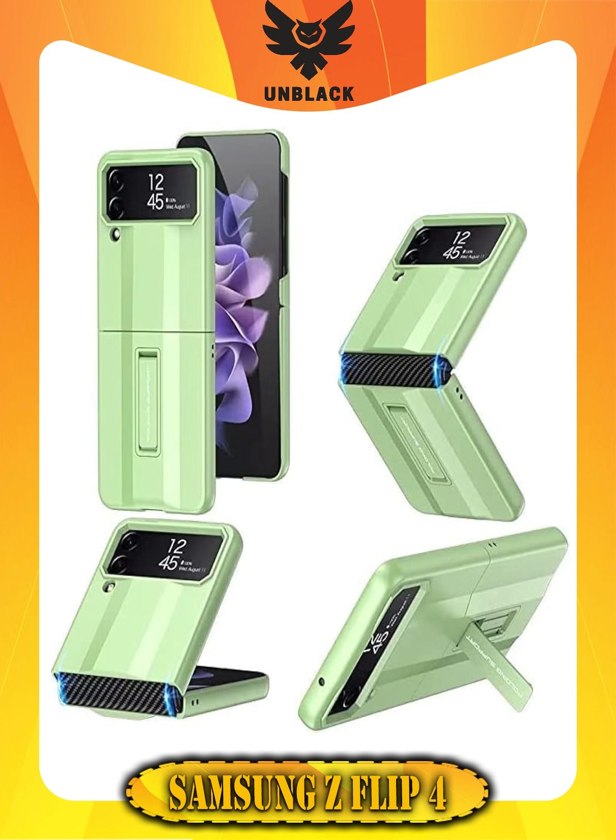 UNBLACK Samsung Galaxy Z Flip 4 5G Case, Ultra Slim PC Folding Shockproof Scratch-Resistant Mobile Phone Case - (Lite Green)